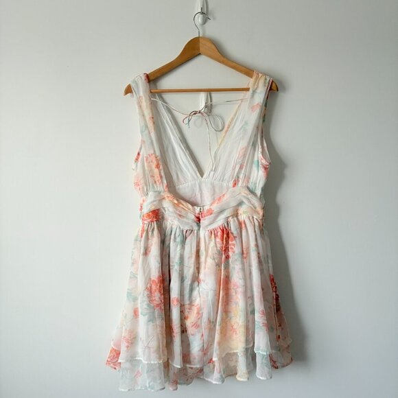 Abercrombie & Fitch Flirty Drama Ruffle Mini Dress Pastel Floral Size Large - Picture 10 of 11